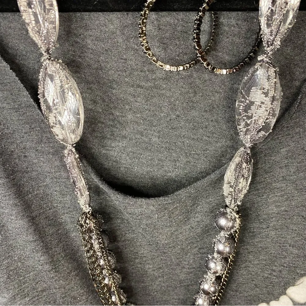 Black & Pewter Multi-Strand Necklace 18